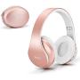Over Ear Bluetooth Headphones, WXY Girls Wireless Headset V5.0 with Built-in Mic, Micro TF, FM Radio, Soft Earmuffs & Lightweight for iPhone/Samsung/PC/TV/Travel(Rose Gold)