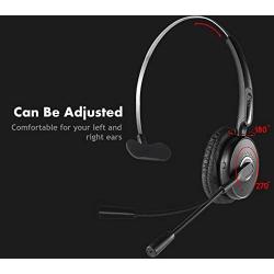 Bluetooth Headset, Noise Canceling Wireless Bluetooth Headset with Dual Microphone for Truck Driver, Over The Head Earpiece, On Ear Car Bluetooth Headphones with 20 Hours Talk Time for Cell Phone