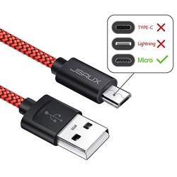 JSAUX Micro USB Cable Android, (2-Pack 6.6FT) Micro USB to USB A High Speed Sync Charger Nylon Braided Cord Compatible Samsung Galaxy S6 S7 Edge J7 Note 5,Kindle,LG,Xbox,PS4,Camera,Smartphones(Red)