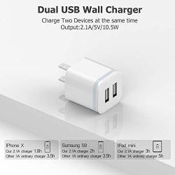 Android Charger Cable 10FT with Wall Plug 4-Pack, NILUOYA Micro Fast Charging Cord and Dual USB Wall Adapter Block Cube for Samsung Galaxy S7 S6 S5 Edge J7 J8, Moto, LG, HTC, Tablet More Cell Phone