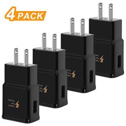 Adaptive Fast Charging USB Wall Charger Adapter [4-Pack ] Power Adapter Charging Block Compatible with Samsung Galaxy S6 S7 S8 S9 S10 Plus Edge, Note 8 9, Lg G5 G6 G7 V20 V30 ThinQ, iPhone, and More