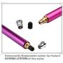 Bargains Depot (2 Pcs) [New Upgraded][0.18-inch Small Tip Series] 2-in-1 Stylus/Styli 5.5-inch L with 10 Replacement Rubber Tips -Purple/Pink