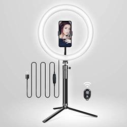 Elitehood 12’’ LED Ring Light with Stand and Phone Holder, Adjustable Selfie Light Makeup Light, 3 Colors Light Ring YouTube Equipment & Ringlight with Phone Stand for recording/Photography/VLOG/Video