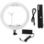 Qiilu 13In 100-240V Portable LED Ring Lamp, 3200K-5600K Dimmable Fill Light Photography Phone Clip Kit (US Plug)