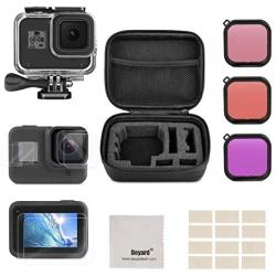 Deyard Accessories Kit for GoPro Hero 8 Black with Shockproof Small Case + Waterproof Case + Tempered Glass Screen Protector + Silicone Cover + Lens Filters + Anti-Fog Inserts Bundle for GoPro Hero 8