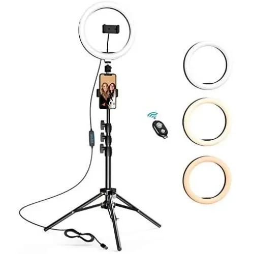 10.2 inch Selfie Ring Light with Tripod Stand & 2 Phone Holders, LETSCOM Dimmable LED Beauty Camera Ringlight for Makeup/Photography/YouTube Videos/Vlog/TIK Tok/Live, Compatible with iPhone & Android 10.2 inch Selfie Ring Light with Tripod Stand & 2 Phone Holders, LETSCOM Dimmable LED Beauty Camera Ringlight for Makeup/Photography/YouTube Videos/Vlog/TIK Tok/Live, Compatible with iPhone & Android