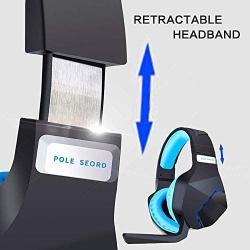 PC Gaming Headset for PS4 Xbox One, Onikuma 3.5mm Stereo USB LED Headphones with Omnidirectional Microphone, Volume Control for Computer Laptop Mac Playstation 4 by YSSHUI-Black + Blue