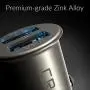 Crave Metal Car Charger [24W 4.8A 2 Port Dual USB] Zinc Alloy Universal Compact 12 Volt Charger, Smart Charge IC Technology