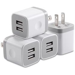 X-EDITION USB Wall Charger,4-Pack 2.1A Dual Port USB Cube Power Adapter Wall Charger Plug Charging Block Cube for Phone 8/7/6 Plus/X, Pad, Samsung Galaxy S5 S6 S7 Edge,LG, Android (White)