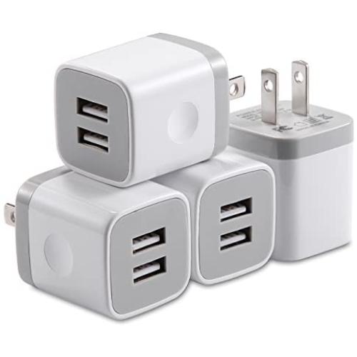 X-EDITION USB Wall Charger,4-Pack 2.1A Dual Port USB Cube Power Adapter Wall Charger Plug Charging Block Cube for Phone 8/7/6 Plus/X, Pad, Samsung Galaxy S5 S6 S7 Edge,LG, Android (White)