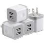 X-EDITION USB Wall Charger,4-Pack 2.1A Dual Port USB Cube Power Adapter Wall Charger Plug Charging Block Cube for Phone 8/7/6 Plus/X, Pad, Samsung Galaxy S5 S6 S7 Edge,LG, Android (White)