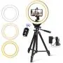 10” LED Selfie Ring Light with Stand and Phone Holder, Torjim Dimmable Circle Light for Photography, Makeup, Vlogging, Live Streaming, Camera Video Recording, Compatible with iPhone Android