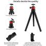 Phone Tripod, Portable Cell Phone Camera Tripod Stand with Wireless Remote, Flexible Tripod Stand for Selfies/Vlogging/Streaming/Photography Compatible with iPhone, Android Phone, Sports Camera GoPro