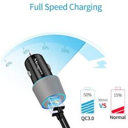 Meagoes USB C Car Charger, Dual Quick Charge 3.0 Port Fast Charging Adapter Compatible for Samsung Galaxy S20/Plus/Ultra/Note 10/9/8/A71/A70/A50/A51/A20, LG Stylo 6/5/4/Q70, Moto Z4/Z3/G Power/Stylus