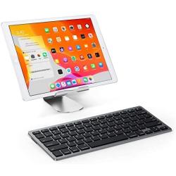 OMOTON Ultra-Slim Bluetooth Keyboard Compatible with 2018 iPad Pro 11/12.9, New iPad 9.7 Inch, iPad Air, iPad Mini, iPhone and Other Bluetooth Enabled Devices, Grey