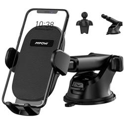 Mpow Car Phone Mount, Phone Holder for Car Dashboard Air Vent Windshield, Car Phone Holder with Twist-Lock Clip and Strong Suction Cup, Compatible iPhone 11 Pro MAX XS XR X 8 7 6Plus Etc