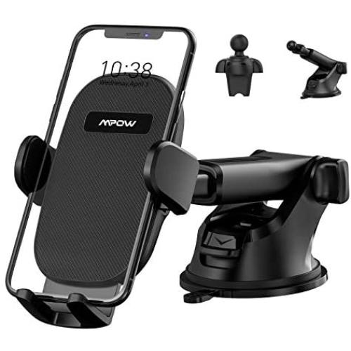 Mpow Car Phone Mount, Phone Holder for Car Dashboard Air Vent Windshield, Car Phone Holder with Twist-Lock Clip and Strong Suction Cup, Compatible iPhone 11 Pro MAX XS XR X 8 7 6Plus Etc