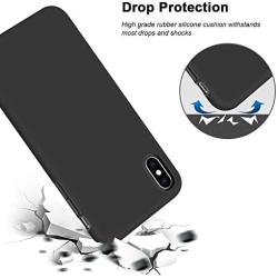 iPhone Xs Max Case, Anuck Soft Silicone Gel Rubber Bumper Case Anti-Scratch Microfiber Lining Hard Shell Shockproof Full-Body Protective Case Cover for Apple iPhone Xs Max 6.5" 2018 - Black