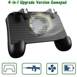 PUBG Mobile Game Controller, VOKOO 4-in-1 Upgrade Version Gamepad Shoot and Aim Trigger Phone Cooling Pad Power Bank for Android & iOS Fortnite/Knives Out, 2000mAh