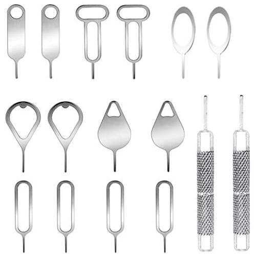 AYWFEY 16 Pieces SIM Card Removal Openning Tool Tray Eject Pins Needle Opener Ejector Compatible with All iPhone Apple iPad HTC Samsung Galaxy Cell Phone Smartphone Watchchain Link Remover