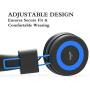 Elecder i37 Kids Headphones Children Girls Boys Teens Foldable Adjustable On Ear Headphones 3.5mm Jack Compatible iPad Cellphones Computer MP3/4 Kindle Airplane School Tablet Black/Blue