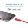 iPhone Charger, Anker Powerline 6ft Lightning Cable, MFi Certified USB Charge/Sync Cord for iPhone Xs/XS Max/XR/X / 8/8 Plus / 7/7 Plus / 6/6 Plus / 5s / iPad, and More (Red)