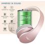 Wireless Earbuds,Esonstyle Over Ear Headset V5.0 with Microphone,Bluetooth Headphones Wireless Foldable & Lightweight, Support Tf Card MP3 Mode and Fm Radio for Cellphones Laptop TV-Rose Gold