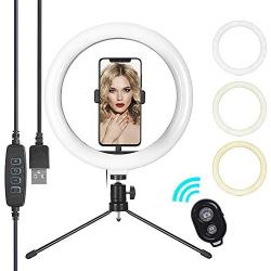 Selfie Ring Light with Tripod Stand & Cell Phone Holder, Eroboo 10.2 Mini Led Camera Ring Light for Live Stream/Youtute/TikTok/Photography, 3 Light Modes & 10 Brightness Levels