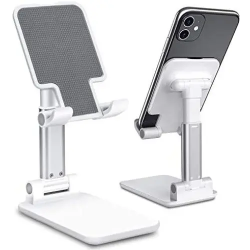 Cell Phone Stand,Nesyd Angle Height Adjustable Desktop Holder Tablet Stand Mobile Phone Mount for Desk Sturdy Aluminum Metal Stand Compatible with Mobile Phone/iPad/Kindle/Tablet (White) Cell Phone Stand,Nesyd Angle Height Adjustable Desktop Holder Tablet Stand Mobile Phone Mount for Desk Sturdy Aluminum Metal Stand Compatible with Mobile Phone/iPad/Kindle/Tablet (White)
