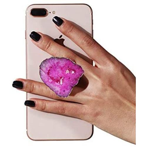 Gorgeous Agate Crystal Druzy Quartz Phone Grip Phone Holder for Smart Phones and Tablets (Pink)