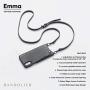 Bandolier Emma Crossbody Phone Case and Wallet - Black Leather with Pewter Detail - Compatible with iPhone SE / 8, 7, 6 Only
