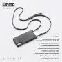 Bandolier Emma Crossbody Phone Case and Wallet - Black Leather with Pewter Detail - Compatible with iPhone SE / 8, 7, 6 Only