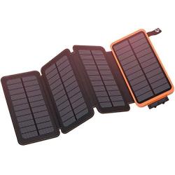 Solar Charger 25000mAh, Hiluckey Outdoor Portable Power Bank with 4 Solar Panels, Fast Charge External Battery Pack with Dual 2.1A Output USB Compatible with Smartphones, Tablets, etc. (Waterproof)