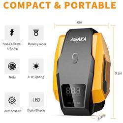 ASAKA Portable Air Compressor Pump -12V DC 150 PSI Air Compressor Tire Inflator, Auto Tire Pump with LED Light, Digital Air Pump for Car - Bicycle - Motorcycle - Basketball and Other