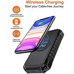 Solar Power Bank 26800mAh, Riapow Wireless Portable Charger Fast Charge 3.0A Solar Charger External Battery with 4 Outputs & LED Flashlight Phone Chargers for Phone, Tablet and Camping Outdoors