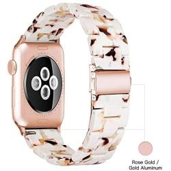 Light Apple Watch Band - Fashion Resin iWatch Band Bracelet Compatible with Copper Stainless Steel Buckle for Apple Watch Series 5 Series 4 Series 3 Series 2 Series1 (Nougat White, 38mm/40mm)