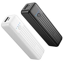 Miady 2-Pack Portable Charger 5000mAh, 3.45oz Lightweight Power Bank, 5V/2.4A Output & 5V/2A Input Battery Pack Charger, Mini Portable Phone Charger for iPhone, Samsung Galaxy and etc