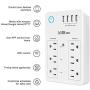 Smart Plug, USB Wall Charger, AHRISE WiFi Surge Protector with 4 USB Ports(4.8A/24W Total), 6-Outlet Extender(3 Smart Outlets), Compatible with Alexa Google Assistant for Voice Control