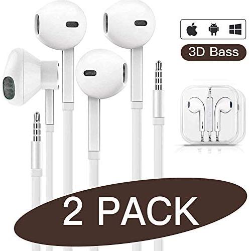 iPhone Earbuds with 3.5mm Headphone Plug [Apple MFi Certified] Mic Call+Volume Control for iPhone Earphones Compatible with iPhone 6s/6plus/6/5s,Android,PC,MP3/4,PC in-Ear Headphone Headset -2 Pack