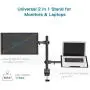 Laptop Monitor Mount Stand with Keyboard Tray, Adjustable Notebook Desk Mount with Clamp and Grommet Mounting Base for 13 to 27 Inch LCD Computer Screens Up to 22lbs, Notebook up to 15.6”, Black