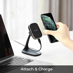 PITAKA New MagEZ Mount Qi Desktop Smartphone Charging Stand Magnetic Fast Wireless Charger Indoor Use Aramid Fiber Carbon Style 360° Rotatable Black (for PITAKA MagEZ Case only)