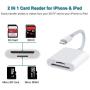 FA-STAR SD Card Reader, TF & SD Card Dual Slot Camera Reader Adapter, Trail Game Camera Viewer Compatible with iPhone 11 Pro Max Xs XR X 8 7 Plus and iPad Mini Air Pro, Plug and Play - White