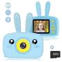 Fealay Kids Camera, Cute Rabbit Shape Digital Video Camera with 12MP 2 Inch Large Screen, Mini Rechargeable and Shockproof Camera Creative DIY Camcorder for Little Girl with 32GB SD Card (Blue)