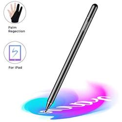 JOYROOM Stylus Pen for iPad, Capacitive Pencil for Kid Student Drawing, Writing, High Sensitivity, with Artist Glove(Palm Rejection), for Touch Screen Devices Tablet, Smartphone (Black)