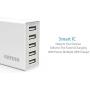 Arteck 40W 5-Port 8A High Speed Multiple USB Charger with Smart Technology for iPhone 11, 11 Pro, 11 Pro Max, SE, Xs Max, Xs, Xr, X, 8, 8 Plus, 7s, 7, 6, iPad, Samsung and Other Smartphone, Tablet