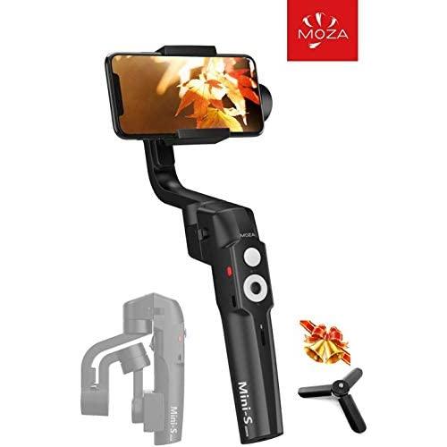 MOZA Mini-S Smartphone Gimbal, One-Button Zoom Object Tracking Foldable 3 Axis Gimbal Stabilizer for Smartphone iPhone Xs/Max/Xr/X/8/7/6 Plus Samsung Note 8/S8