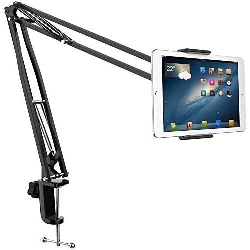 AboveTEK Ultra Long Arm Phone Stand – Portable Tablet Mount – 360 Angle Bracket & Wobble Free 42” Adjustable Metal Locking Arm Stand Transforms 4.5-13.5” Device into Hands Free Work & Media Centers