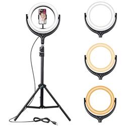 12" Selfie Ring Light with Extendable Tripod Stand 66.9in + Phone Holder for Makeup Live Stream Photography Vlogging YouTube, Dimmable Beauty LED Ring Light for iPhone Android (New Ring Version)