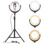 12" Selfie Ring Light with Extendable Tripod Stand 66.9in + Phone Holder for Makeup Live Stream Photography Vlogging YouTube, Dimmable Beauty LED Ring Light for iPhone Android (New Ring Version)