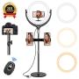12 Selfie Ring Light with 15.8Stand - Ring Light 3 Modes 10 Brightness, Remote Selfie Light with 3 Phone Holder for YouTube, Tiktok, Live Stream, Makeup, Vlogging -Touch Switch